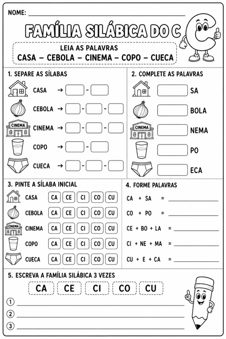 Família Silábica do C: Exercícios Prontos para Imprimir 22 Familia Silabica do C Exercicios Prontos para Imprimir 1