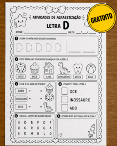 Atividades para educação infantil atividade de alfabetização letra D