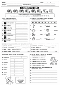 Exercícios com BR CR DR FR GR PR TR VR