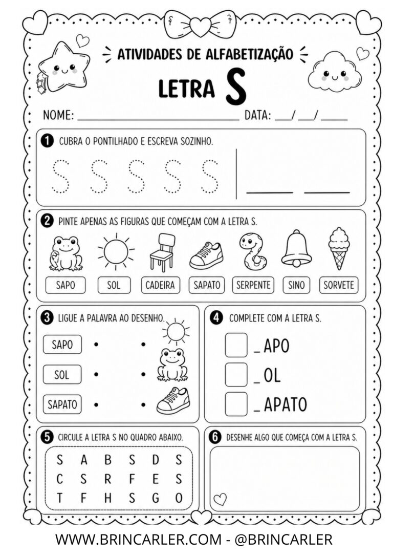 Atividades para Educação Infantil: Atividade de Alfabetização Letra S 1 21
