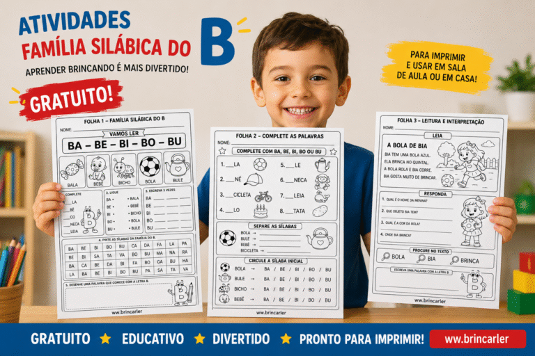 Atividades Família Silábica do B para Alfabetização 3 Atividades Familia Silabica do B para Alfabetizacao
