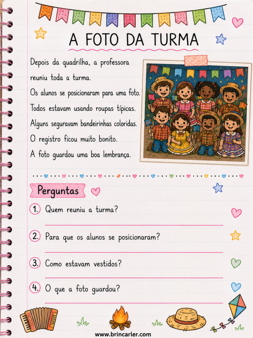 Atividades para Copiar no Caderno Textos Curtos de Festas Juninas para Imprimir 6